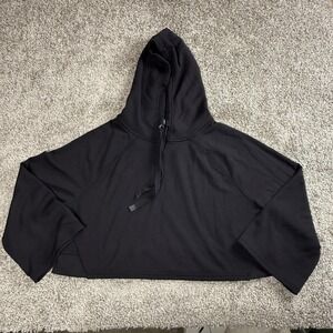 Athleta Hoodie Womens Large Black Cropped‎ Pullover Modal Blend Long Sleeve